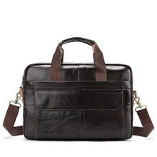 Load image into Gallery viewer, 14 inch Men Genuine Leather Briefcase Cow Leather Men's shoulder bag