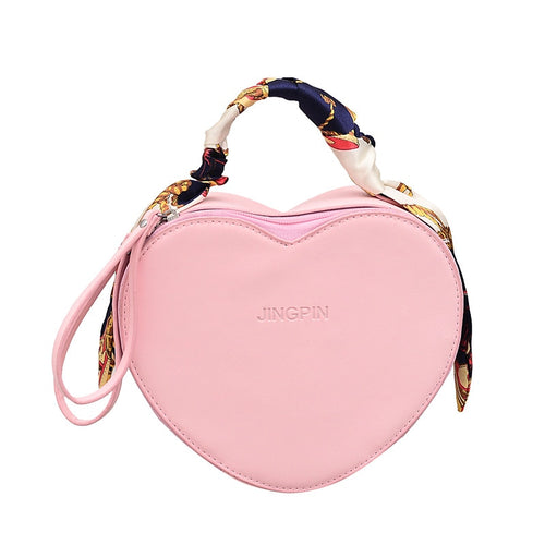 BERAGHINI Heart Shape Bags for Girls PU Leather Solid Color Crossbody Bag Fashion Woman Individuality Scarves Hangbags Ladies