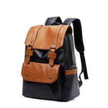 Load image into Gallery viewer, Fashion panelled PU men leather backpack