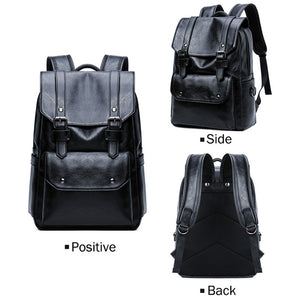 Fashion panelled PU men leather backpack