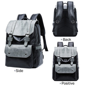 Fashion panelled PU men leather backpack