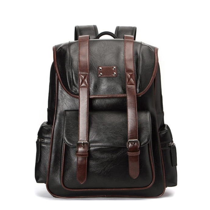Fashion 15.6 inches Men Backpack Brown PU Leather Travel Bags
